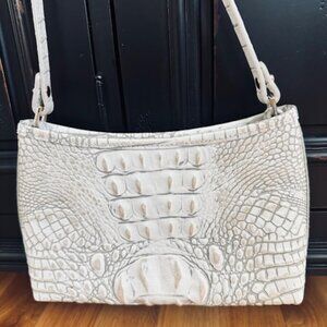 Brahmin White Croc Shoulder Handbag